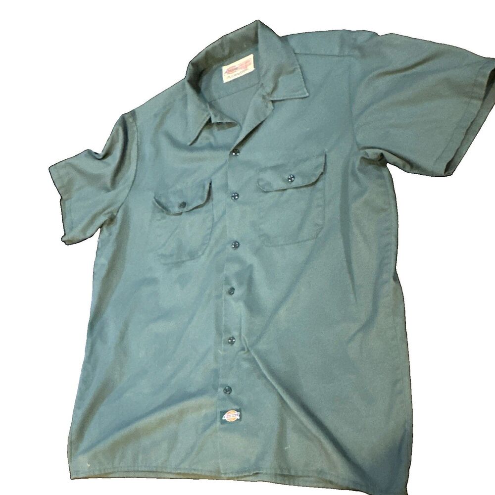 Vintage 80s/90s Dickies Short Sleeve Work Shirt - Made in USA - Lincoln Green XL